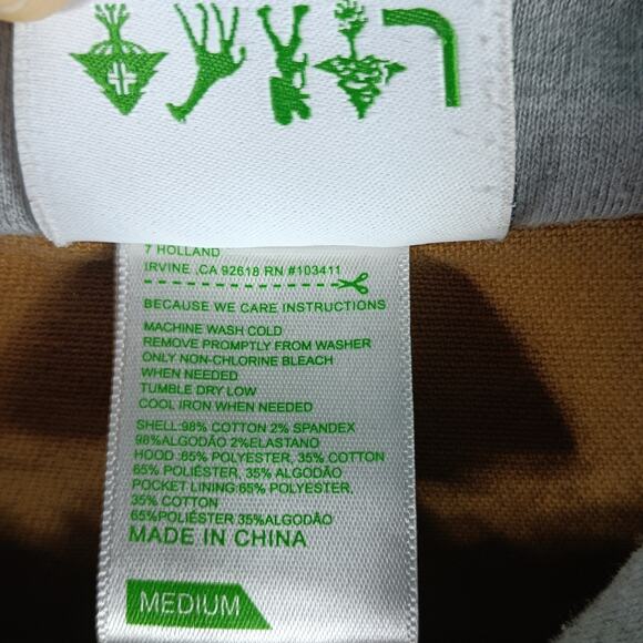 LRG Jacket Mens Medium Brown Tan Denim Hooded Button Up Lifted Research Group - Picture 11 of 11